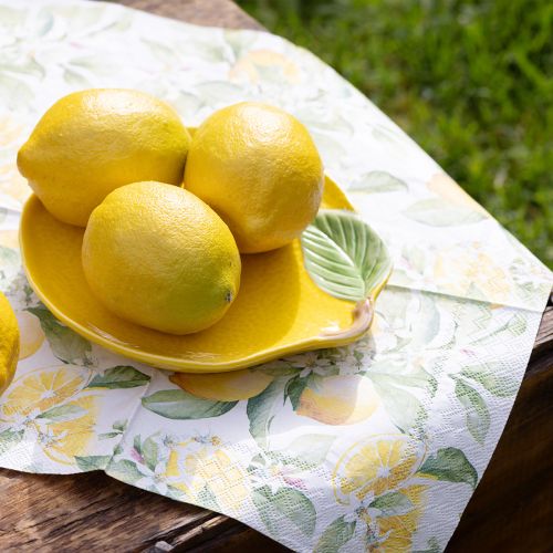 Floristik24 Citrontallrik dekorativ tallrik keramisk citrongul 20×16cm