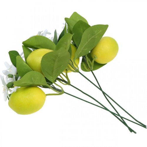Floristik24 Deco gren citron och blommor konstgjord gren sommardekoration 26cm 4st