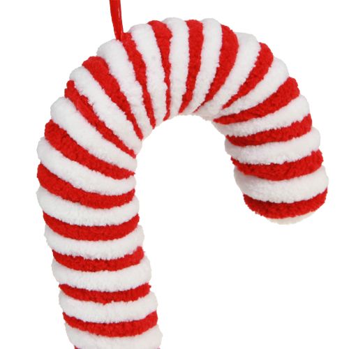 Artikel Candy canes dekoration jul röd vit fleece H22cm 6 st