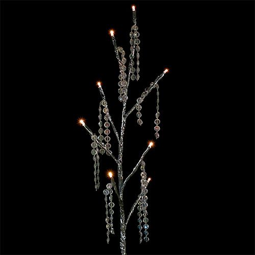 Floristik24 Gren silver med diamanter LED 75 cm uppsättning av 2