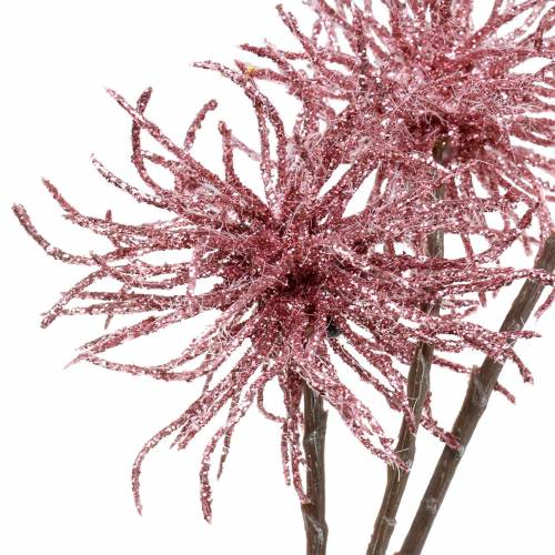 Floristik24 Konstgjord klematisgren rosa med glitter 46cm