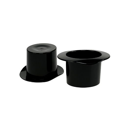 Floristik24 Dekorationscylinder svart, nyårsafton, hatt som plantering H5,5cm 12 st.
