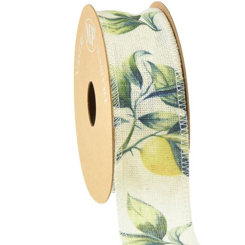 Floristik24 Band citroner och blad dekorativa band bomull 40mm 10m