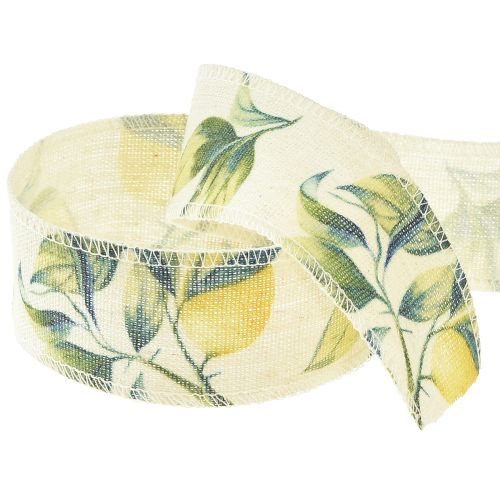 Floristik24 Band citroner och blad dekorativa band bomull 40mm 10m