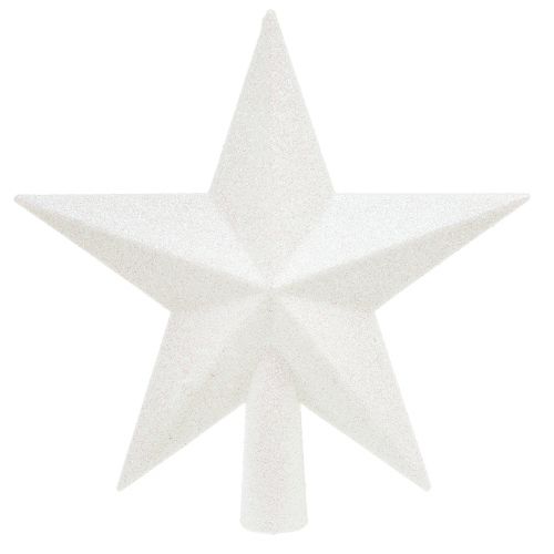 Artikel Glittrande vit trädtopp 19cm - splitterfri och glittrande, perfekt för eleganta juldekorationer