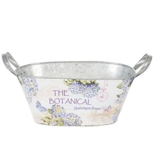 Artikel Oval blomskål i metall med handtag, för hortensior, 32×15×15 cm