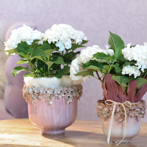 Artikel Blomkruka Keramik med Blomkant Rosa Ø19cm H16,5cm