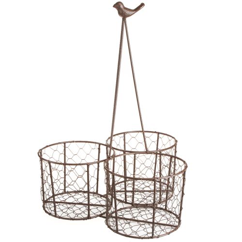Artikel Blomkruka keramik nätkorg metall brun Ø30cm H11,5cm