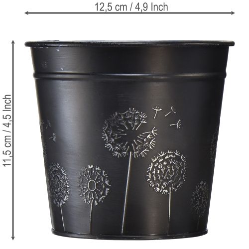 Artikel Svart och silverfärgad blomkruka, metallplanter, Ø12,5 cm H11,5 cm