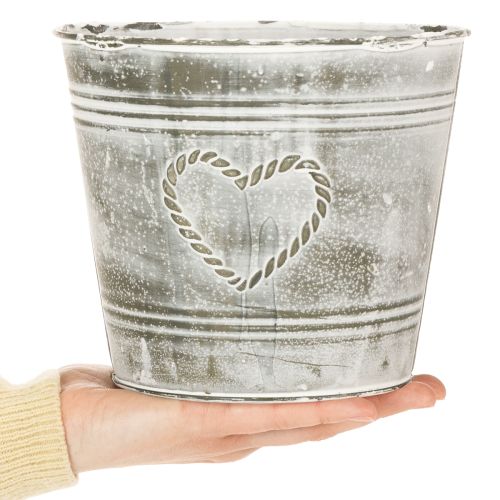 Shabby Chic Blomkruka, Metallkruka, Hjärtformad, Ø17,5 cm, H15,5 cm | Floristik24.se