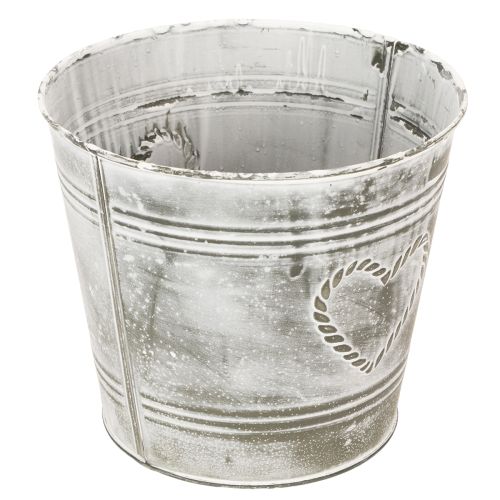 Artikel Shabby Chic metallblomkruka med hjärtformad design, Ø22cm, H17.5cm