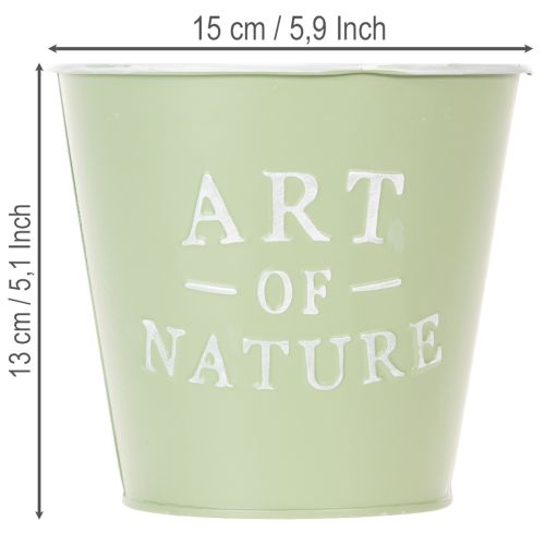Blomkruka i zink, mintgrön, Ø15 cm, H13,5 cm | Floristik24.se