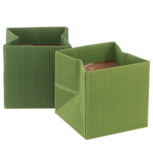 Blompåse grön olivgrön räfflad med folie 10,5cm 6 st