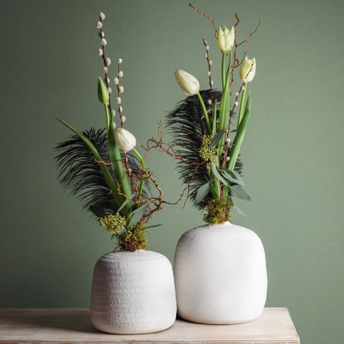 Artikel Blomvas, keramikvas, dekorationsvas vit Ø19cm H18cm
