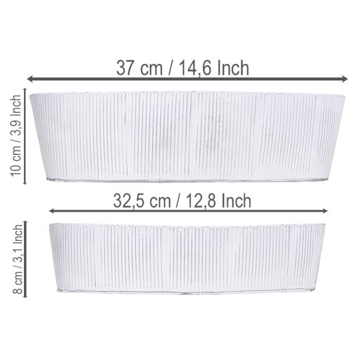 Artikel Oval metallskål i vitt och silver, 32,5 cm/37 cm, set om 2