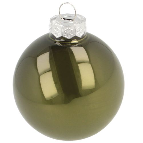 Artikel Julgranskulor i glas, blanka i olivgrått och silvergrått, 5 cm, 24 st