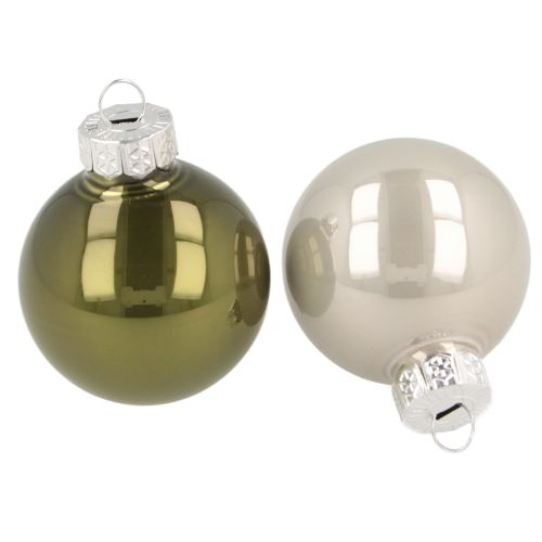 Julgranskulor mini julgranskulor glas grön silver 4 cm 24 st