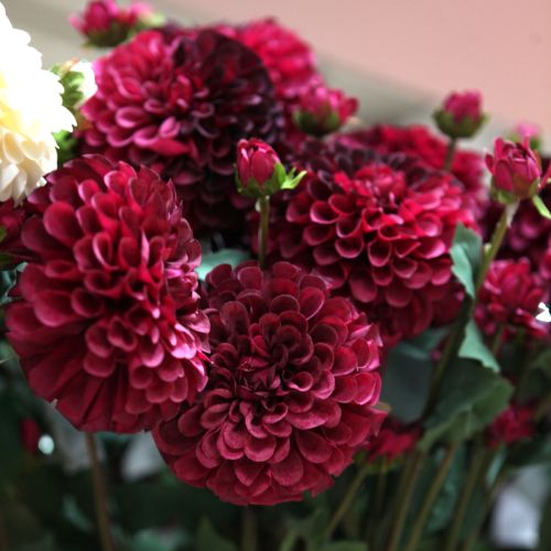 Artikel Konstgjorda dahliablommor med lila blommor Ø10cm L80cm 2st