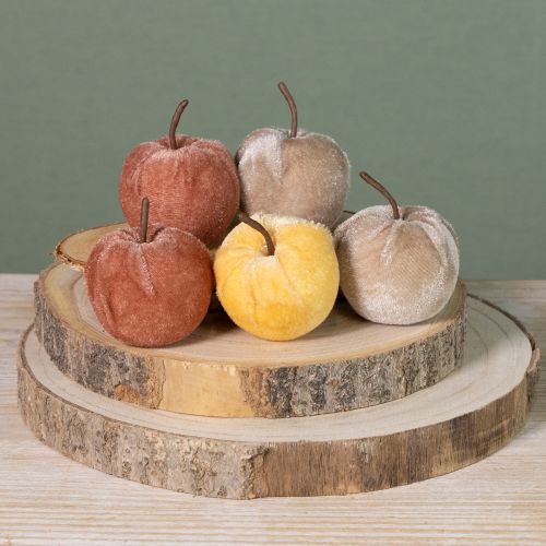 Artikel Dekorativa äpplen tyg äpple sammet brun gul Ø5cm H6cm 12 st