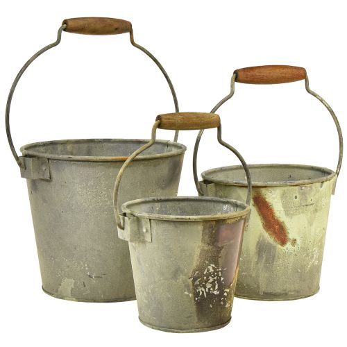 Artikel Dekorativ hink metall rost vintage Ø15/17,5/22cm set om 3