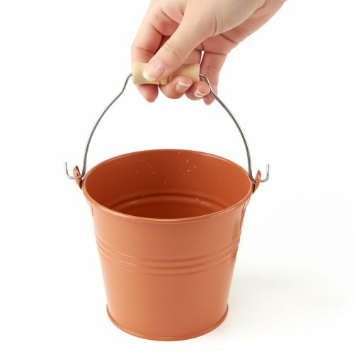 Artikel Dekorativ metallhink/planter, orangebrun, Ø16cm, H14,5cm, 1,6L