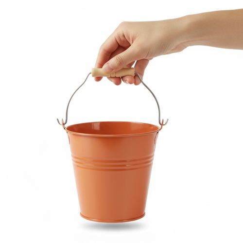 Artikel Dekorativ metallhink/planter, orangebrun, Ø22cm, H21,5cm, 6L