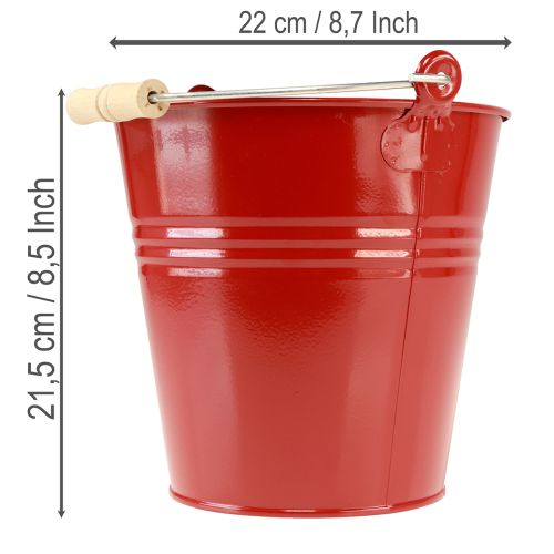 Artikel Dekorativ metallhink/planter, röd, Ø22cm, H21,5cm, 6L