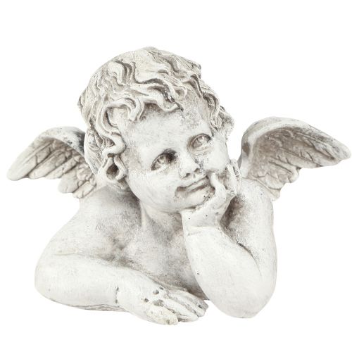 Floristik24 Dekorativ ängelfigur polyresin gravdekor gråvit H6cm 3 st