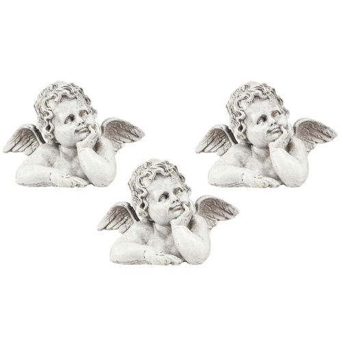 Artikel Dekorativ ängelfigur polyresin gravdekor gråvit H6cm 3 st