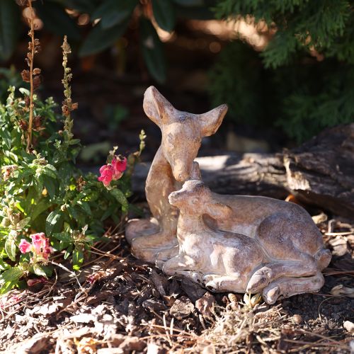 Artikel Dekorativ figur hjort med fawn gjuten sten brun vit 20×11×17 cm