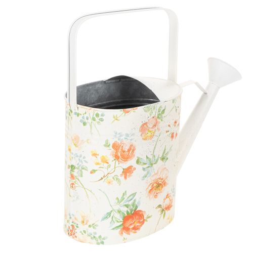 Vintage dekorativ vattenkanna i metall med rosmotiv, sommarträdgårdsdekoration, nostalgisk planteringskanna, H31,5 cm | Floristik24.se