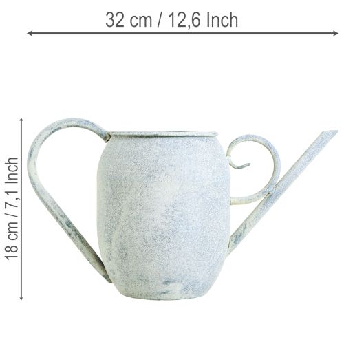 Dekorativ vattenkanna i vintagemetall vit blå 32x11x18cm dekorativt tillbehör | Floristik24.se