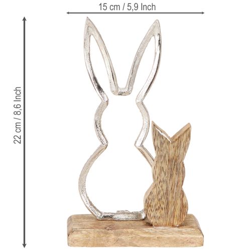 Artikel Dekorativ kanin Metall &amp; Trä – Modern påskfigur i naturlig design 22cm 2 st