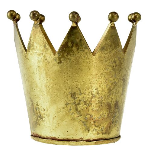 Floristik24 Dekorativ kronmetallblomkruka i mässingslook Ø11cm/H10cm