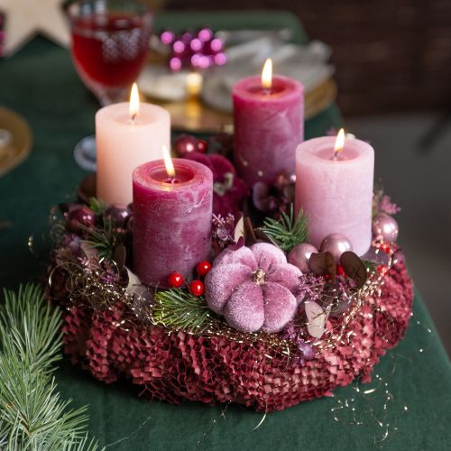Floristik24 Dekorativ pumpa av tygpumpa på pinne vinröd rosa Ø7cm 9 st