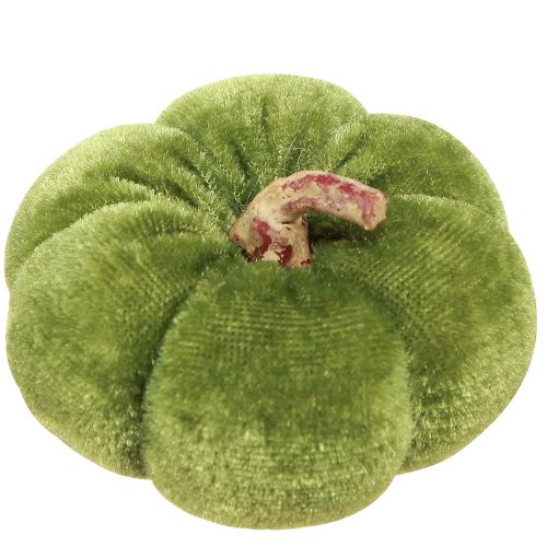 Floristik24 Dekorativa pumpor av tyg sammetsgröna Ø7cm H4,5cm 9 st