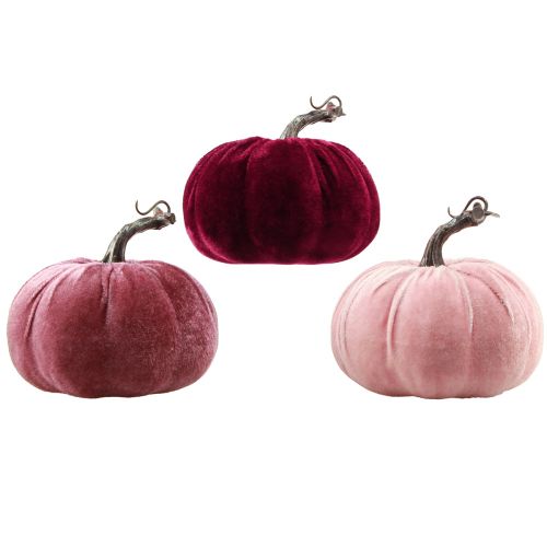 Artikel Dekorativa pumpor flockade vinröd rosa Ø13cm H11,5cm 3 st