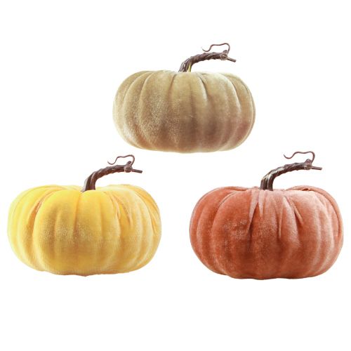 Artikel Dekorationspumpor gul beige rödbrun flockade Ø18cm 3 st