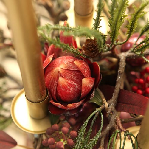 Artikel Dekorativa Protea konstgjorda konstgjorda blommor röd-orange 34cm 3st