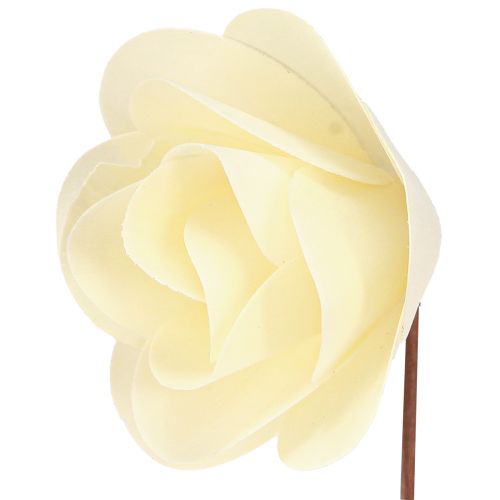 Floristik24 Dekorativa rosor kräm konstgjorda rosor trärosor Ø7,5cm 12 st