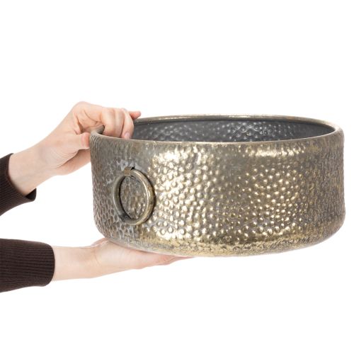 Artikel Dekorativ skål, antikt utseende, metallkruka, gyllene, Ø37/31cm, set om 2