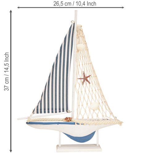 Artikel Dekorativa segelbåt träskal vit blå L26,5cm H37cm