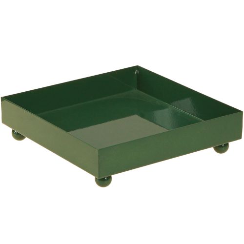Floristik24 Dekorativ bricka fyrkantig metallbricka grön 15×15cm 2 st