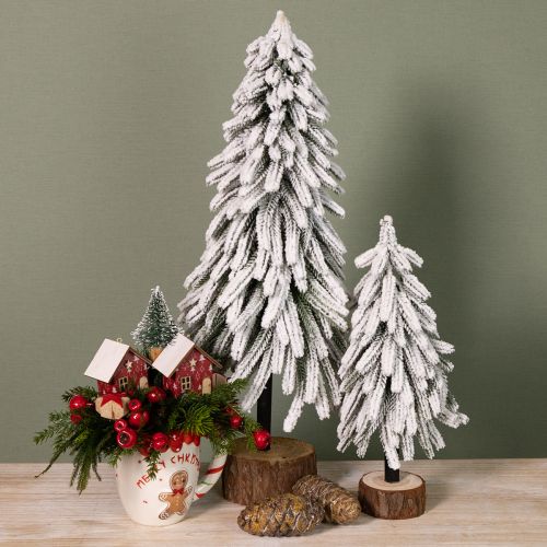Artikel Dekorativ julgransfot snötäckt med bark Ø20cm H50cm