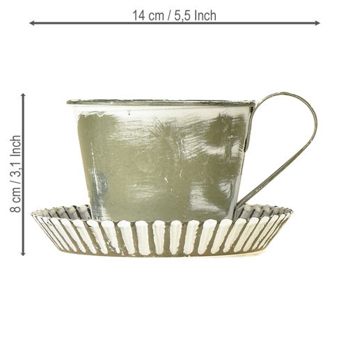 Artikel Dekorativ kopp metall vitkalkad antik Ø9cm H8cm 2st