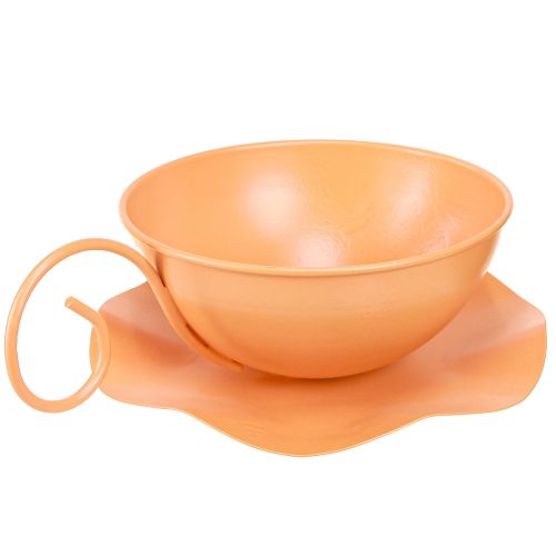Artikel Dekorativ kopp Ø16cm H9cm med metallplatta, orange, 2 st