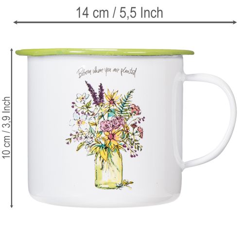 Dekorativ mugg/kruka, emaljerad, Ø11,5 cm H10 cm | Floristik24.se