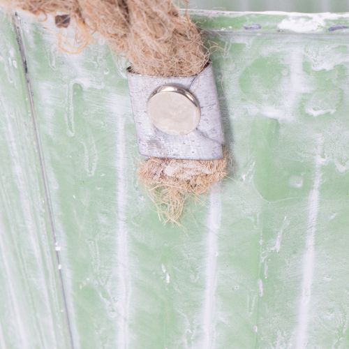 Artikel Dekorativ kruka, metallhink för plantering, planteringslåda med handtag, rosa/grön/gul shabby chic Ø15cm H13cm 3-delat set