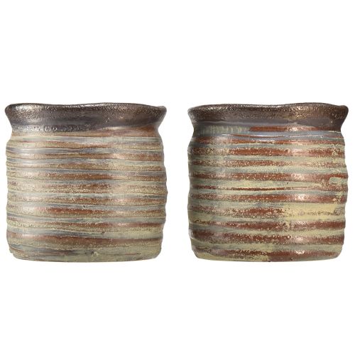 Artikel Dekorativ planteringskruka keramik metallic brungrå 10,5×10cm 2st