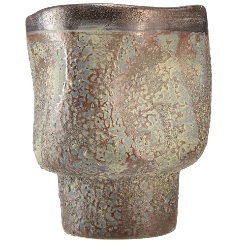 Artikel Dekorativ vas keramisk kruka metallic brun gråblå 16,5×20,5cm